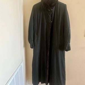 custom made raincoat lined in beautiful, brown mink, size 8